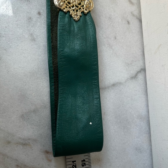 Elegant Teal Belt with Gold Buckle vintage - Picture 5 of 13